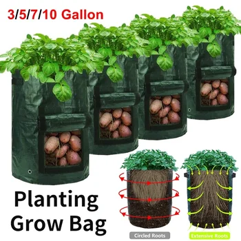 Cartofi Crească Pungi cu Clapa si Manere-Material de Plantat Plante Ghivece pentru Gradina de Rosii răsadurilor de Legume în Creștere în aer liber Container