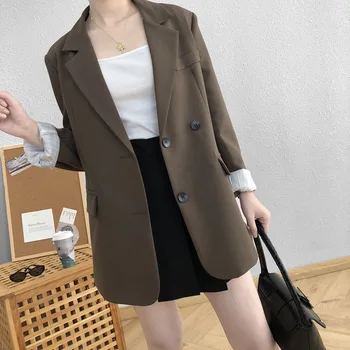 Femei costum de primăvară și de toamnă 2021 nou versiunea coreeană de culoare pură libertate de moda casual sacou cu mâneci lungi