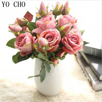 YO CHO Mătase Fak Plante pentru petrecere acasă de Crăciun Orhidee de Simulare a Crescut de Flori Artificiale de Trandafir Decor Nunta flanel