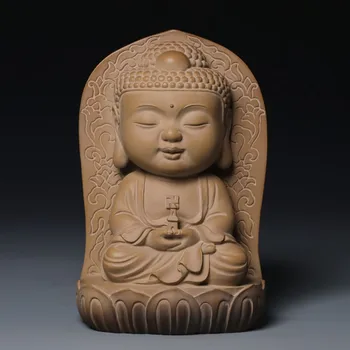 Guanfu Muzeul Taiwan Ironstone Copii Confrunta Serie Sakyamuni Bhaisajyaguru Amitabha Buddha Acasă Servire Statuie a lui Buddha Colecta