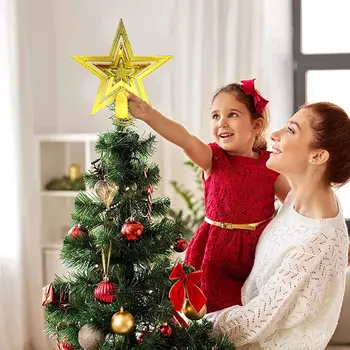 Sclipici Auriu Pom De Crăciun De Top Fier Star Decoratiuni De Craciun Pentru Casa De Crăciun Ornamente Pentru Pomul De Anul Nou 2022