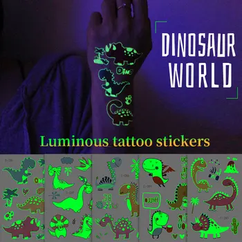 Tatuaj Autocolante Luminoase Copil de Noapte Tatuaje Temporare False Tatoo Strălucire Pasta pe Fata Braț Picior pentru Copii Body Art Dinozaur Decalcomanii
