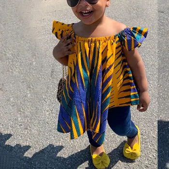 Copii copilul Bluza Fete Copii din Africa Dashiki Stil Tradițional de Pe Umăr Ankara Princess Topuri Tricou Tinutele 0-4Y Блузки