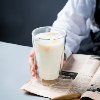 Piața dublu Pahar Mare de Lapte Suc de Cupe Izolat Anti-opărire Cesti de Ceai Rece de Băut Bere, Cupe de Sticlă de Apă