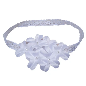 Dantelă albă Floare Hairband pentru Copilul Nou-născut Pearl Elastic Banda de Păr Foto Recuzită P31B