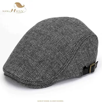 SISHION Cald unisex reglabil negru și gri berete toamna și iarna vintage temperament bereta pălării SP0555