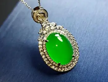 Argint 925 noroc bijuterii naturale de Apă cu Gheață picătură verde jad, Calcedonie, Cristal de zircon pandantiv