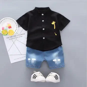 Copii Haine de Bumbac Vara baietel de Desene animate Imprimate Tricou Denim Blugi Scurte 2 buc/seturi pentru Sugari Copil de Moda Copilul Trening
