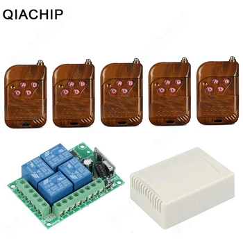 QIACHIP 433 Mhz Transmițător RF Control de la Distanță + Wireless 433Mhz DC 12V 4 CH Telecomanda RF Releu Modulul de Receptor DIY