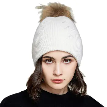 VISROVER Noi de Iarna Căciuli Solid Iepure Blană Pălării Real Pompom Blană de Cașmir Femeie Chelioși Piatră Cald Capac de Lux Fashin Capota