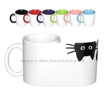 Amuzant Pisica Neagra Cani Ceramice Cești De Cafea Ceai Lapte Cana Pisica Neagră, Pisica Kitty Feline Animale De Companie Animale Iubitor De Pisici Mustatile Pisicilor Negre