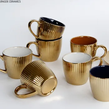 1 buc de Aur European Cana Ceramica cu Maner Acasă Multifunctional Portabil de Călătorie Bucătărie Cană de Apă Potabilă, Lapte, Ceai Ceașcă de Cafea