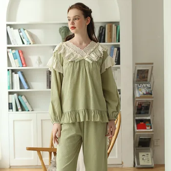 Noi De Toamna Pentru Femei Set De Pijama Simplă, Solidă Bumbac Pur Haine De Acasă De Două Bucata Costum Cu Maneci Lungi Sleepwear Doamna De Agrement Body