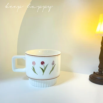Vintage Ceramice Ins Vânt Coreean Cafea Fată Drăguță Inima Lapte Micul Dejun Minunat Creative Tulip Restabilirea Moduri Vechi
