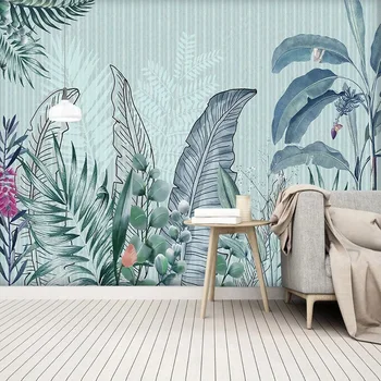 Personalizat Tapet Mural Nordic Pictate manual Planta Tropicala Frunze Minimalist Modern, Cameră de zi cu TV de Perete de Fundal Pictura Murala