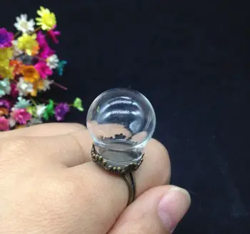 5pcs 25*15mm gol flacon de sticlă inel de bronz placat cu flori de bază glob de sticlă cu bule inel capac de sticla dome inel diy inel