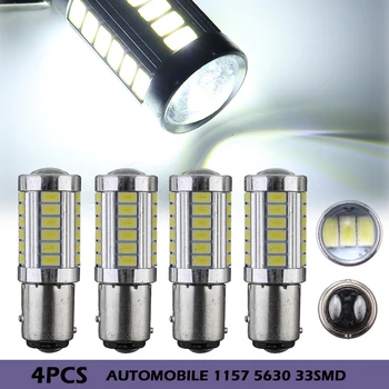 4buc 12V BAY15D 1157 5630 Alb 33SMD LED-uri Auto Auto Coada de Frână Opri Lumina de Rezervă de Marșarier Lampa de Semnalizare Becuri Piese de schimb