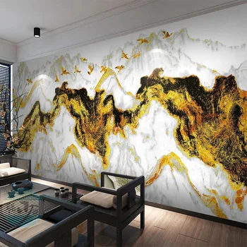 Personalizat Murală Tapet Stil Chinezesc 3D Abstract Munte de Aur Peisaj Pictura pe Perete Camera de zi Studiu Decor Acasă Tapety