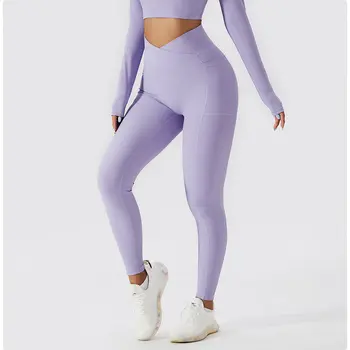 CHRLEISURE Filetate Buzunare Pantaloni de Yoga Talie Înaltă Fitness Femei Jambiere Butt Lift Rulează Strâns Gol Sentiment Slim Activewer