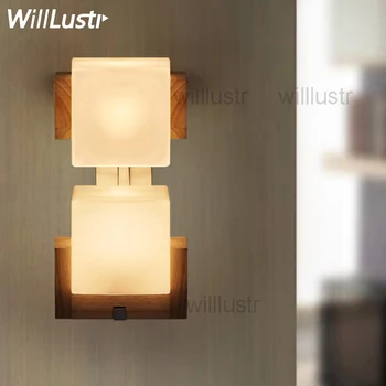 Willlustr Cubi tranșee de Perete cubi design Modern lumina hotel restaurant ușă pridvor vanitatea de iluminat noutate Lampă de sticlă bază de lemn