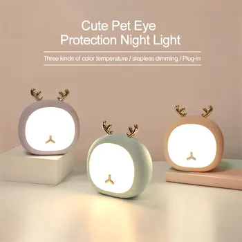 Animale de Companie drăguț Lumina de Noapte USB Cerb Bunny Nursey Lumina Pentru Copil Copil fără Trepte Atinge Reîncărcabilă Lampă de Masă Kawaii Acasă Decorare Cadou