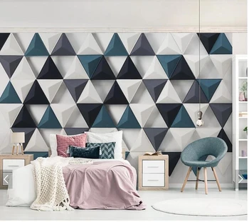 Personalizate 3D moderne papel de parede, geometrice triunghi picturi murale pentru camera de zi dormitor canapea tapet de fundal