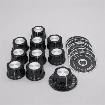 New Sosire 10buc Negru Potentiometru Comutator Buton Rotativ Capac Cu 10buc Numărare Dial 0-100 Scară Material Plastic Metal