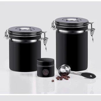 1,5 L/1.8 L Din Oțel Inoxidabil De Cafea Etanș Container Cafea Colectorului Borcan De Boabe De Cafea Recipient Cu Co2 Și Supapă Scoop