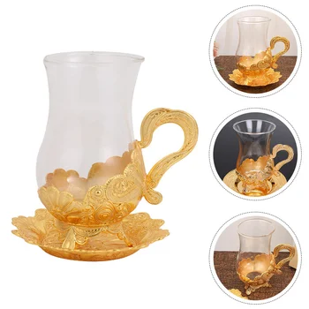 Cana Ceai Cu Farfurie Set De Cafea Cu Picioare Turc Cupe Afternoonglass Decorative Apă 