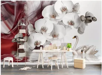 Fotografie 3d tapet personalizat murală Modernă fluture frumos swan TV de fundal acasă decor camera de zi tapet pentru pereți 3 d