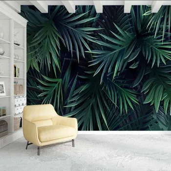 3D Tropicale cu Frunze de Palmier de Fundal pictura Murala de Perete Decalcomanii pentru Camera de zi Dormitor Pictura de Mână Imprimate Foto Frunze Verzi imagini de Fundal
