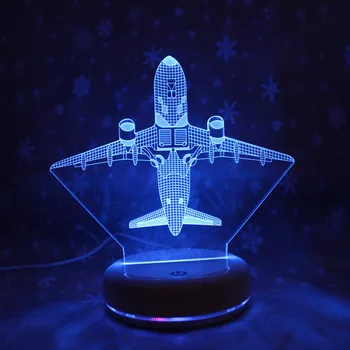 7 Schimbare de Culoare Touch Aer 3D Avion de Lumină LED-uri Lampă de Masă Acrilică Aeronave USB Lumina de Noapte Lampa starea de Spirit Copil Cadou Jucărie