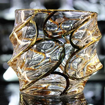 În stil European la scară mare cristal de sticlă desen aur vin pahar de whiskey pahar de bere ceai de sticlă spiritele pahar pahar de coniac