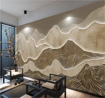 Tapet personalizat 8D perete impermeabil pânză concepția Artistică Abstract aur linie de cerneală fundal peisaj pictura pe perete
