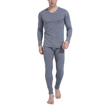 Toamna Iarna pentru Bărbați Seturi de Pijamale de Bumbac Culoare Solidă Pijamale Pijama Casual Somn Lounge, Lenjerie de corp Termică Set Haine Pantaloni