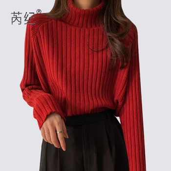 de înaltă gât pulover Pulover femei nou stil în toamna anului 2021 femei purta cu fundul în afară și pulover de lână în interiorul
