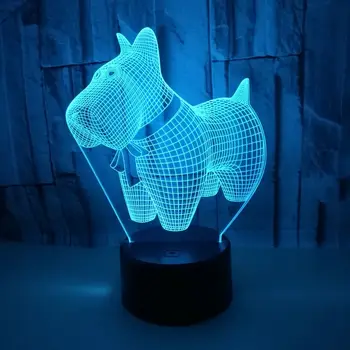 Drăguț 3D Lumina de Noapte LED-uri Minunat Câine de Masă USB Desene animate Lampa Atinge Acrilice Luminoase Cadou pentru Copii, Decor Camera Câine Animal 3d Lampa