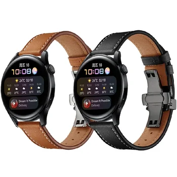 Fluture Incuietoare curea din Piele pentru Huawei Watch 3 Bratara pentru Huawei Watch3 GT2 46mm GT 2e Watchbands Correa ремешок