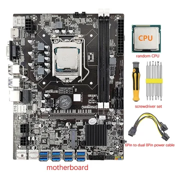 B75 8 GPU Mining Placa de baza+CPU+Cablu de Alimentare+Șurubelniță Kit 8X USB 3.0, Slot LGA1155 memorie RAM DDR3 SATA3.0 Pentru BTC ETH Miner