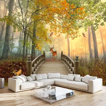 Personalizat Murale 3D Tapet Pădure Elan Natura Peisaj Pictura TV Camera de zi Canapea Dormitor Fundal Decor de Perete Papel De Parede