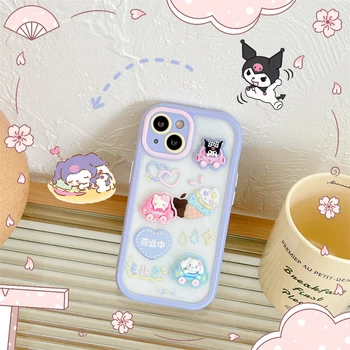 Sanrio Hello Kitty Caz de Telefon Kawaii Kuromi Cinnamoroll iPhone 13 12 11 Pro Xs Xr Max Papusa Mobil Coajă de Protecție Jucărie Fete