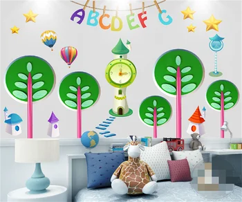 Personaliza orice dimensiune camera copiilor tapet mural Nordic trei-dimensional 3d pădure castelul autocolante de perete dormitor autocolante