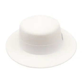 Simplu Femei de Iarnă Flat top Fedora Pălărie Margine Largă Lână Pălărie Jazz Bărbați Panama Trilby Capac Tendință Jucător Pălărie en-Gros
