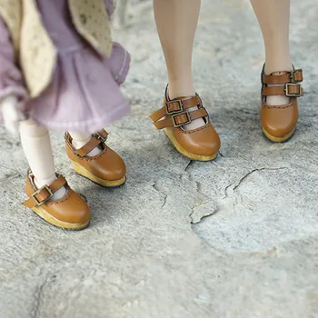 OB11 papusa pantofi sunt potrivite pentru 1/12 dimensiune nouă modă pene ● Mori pantofi cu cereale lemn talpa maro și negru