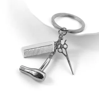 1 buc Hairstylist Breloc Salon de coafură Cheie Inel Uscător de Păr Foarfece Pieptene Cheie Lanț Coafor Cadouri Pentru Femei Și Bărbați Bijuterii DIY