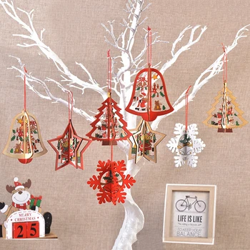 1 BUC Ornament de Crăciun din Lemn Agățat Pandantive Star Xmas Copac Moș Crăciun DIY Decoratiuni de Craciun pentru Casa Petrecerea de Anul Nou 2022