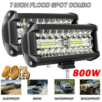 2X 7Inch 800W cu LED Lumina de Lucru Bar Inundații Loc Combo Offroad SUV Lampa de Ceață Camion de Conducere în aer Liber