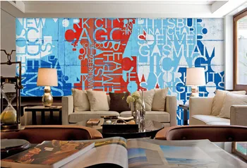 Cele mai recente personalizate 3D murală,moderne, roșu, albastru tridimensional pictura engleză font ,living TV de perete tapet dormitor.