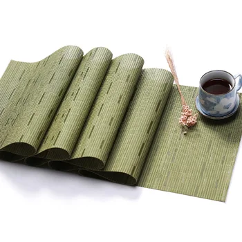 Fierbinte de Epocă din PVC Imitatie de Bambus Cereale Tricotate Tabelul Runner Crăciun de Nunta Gri/ Kaki Alergatori de Masă Restaurant masa Decor de Masă