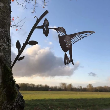 Colibri Pasăre de Metal Art Decor pentru Curte Ornament pentru Pomul de Grădină Pasăre Silueta Miza Semn în aer liber